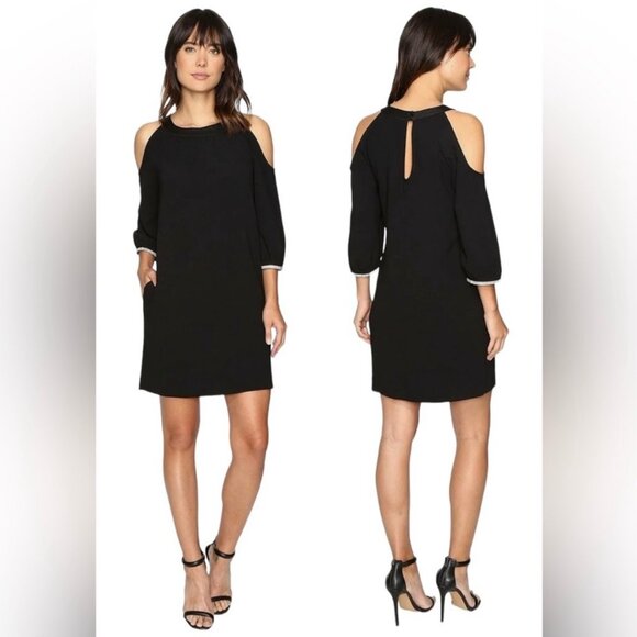 Trina Turk Sicily Cold Shoulder Cocktail Dress Black Size 8 - Picture 1 of 6